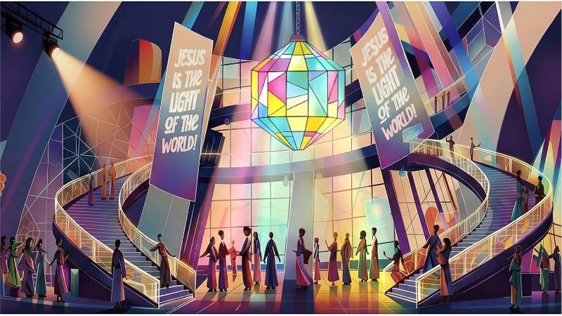 lot 45489 image: Illumination Theme Backdrop Stage, 18x7.6 ft