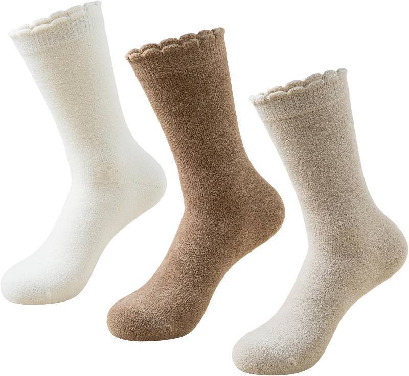 lot 78148 image: 3 Pairs Womens Casual Calf Socks Warm Home Cozy Crew Socks Winter Sleeping Sock Size 5-10