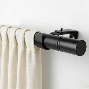 lot 34555 image: Adjustable Curtain Rods 16-48 Inch, Easy Install Decorative Window Rods for Bedroom, Living Room, Black