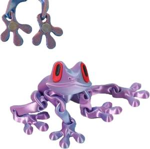 lot 34589 image: 3D Printed Articulated Frog Magnet, Movable Joint Fridge Decor,Pink&Blue