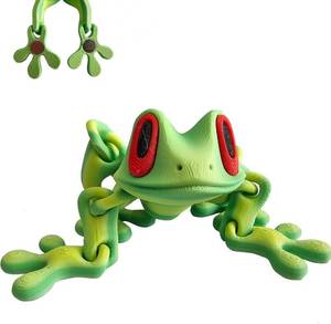 lot 34590 image: 3D Printed Articulated Frog Magnet, Movable Joint Fridge Decor, Light Green