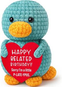 lot 34107 image: Belatelove Funny Belated Birthday Gift for Women Men   Mini Handmade Crochet Platypus Birthday Gifts for Mom, Dad, Son, Daughter, Sister, Friends, Girls, Boys