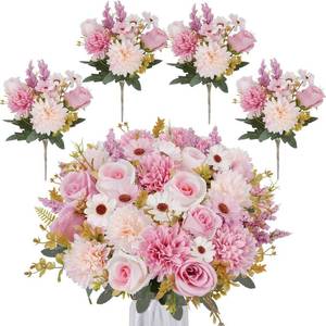 lot 34123 image: 4 Pcs Silk Floral Arrangements Cemetery Flowers for Grave