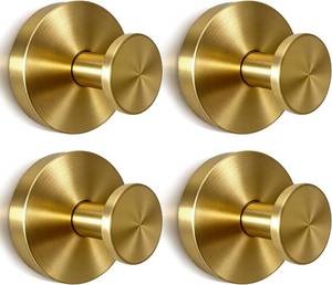 lot 34150 image: 4 Pack 2026 Brushed Gold Suction Cup Hooks for Shower - No Drill Decorative Hooks Hold Towels & Wreaths on Glass Door & Bathroom Mirror - Heavy Duty Waterproof