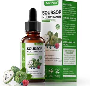 lot 34153 image: NaturePlanet Soursop Bitters Liquid 5000mg Immune Gut Support Vegan 2 Fl Oz