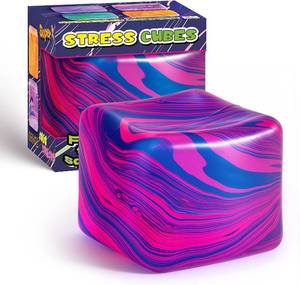 lot 79515 image: LOT OF TWO - Fidget Toys Squishy Stress Cube, Stress Balls for Adults Kids Squishies Anxiety Relief, Cube Squishy Sensory Toys for Kids Ages 3, Fidgets for Classroom Prizes Party Favors Toys (Purple)