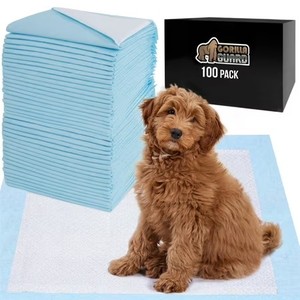 lot 79201 image: Gorilla Guard Disposable Puppy Pads, 100 Count, 5 Layer Pee Pads, Absorbent Changing Pad, 22x22 in
