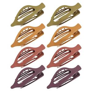 lot 79239 image: 8 Pack Glossy Flat Hair Clips for Women   Large No-Slip Claw Barrettes in Mustard, Orange, Rust Red & Plum, Shiny Finish Strong Hold for Thick & Thin Hair