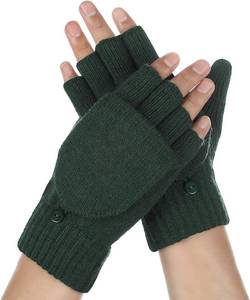 lot 79249 image: Achiou Fingerless Gloves, Winter Touchscreen Convertible Mittens, Women Men