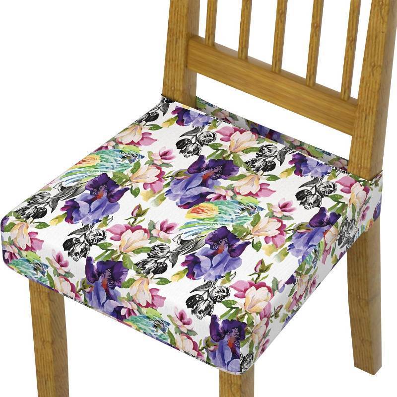 lot 78860 image: Waterproof Chair Seat Covers Dining Room Set of 2,Soft Printed Patterned Stretch Non Slip Removable Washable Dining Seat Cover Protector Cover for Home Hotel Banquet Party Purple Pink Colorful Floral