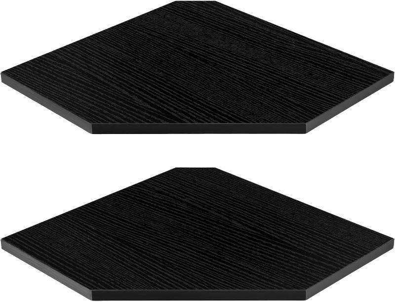 lot 3330 image: Corner Shelves 2-Pack for Bathroom & Kitchen, Space-Saving Floating Corner Wall Shelf with Easy Installation- Black