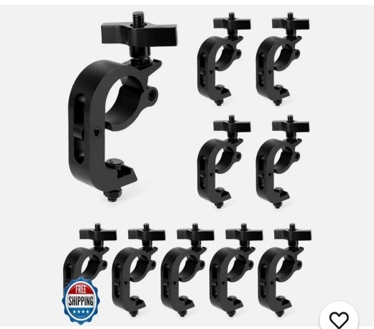 lot 2981 image: QWORK Heavy Duty Truss Clamp Stage Light Trigger Clamp, 10 Pack 330 lb. Aluminum Fixture, DJ Light Clips Fits 1.77-2.0 in. Trusses, for Par Light Moving Head Beam Stage Light, Black