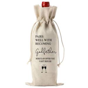 lot 8847 image: Psbrn 1 pcs wine bags for 750ML wine bottles - Pairs well with Becoming The Godfather - Pregnancy announcement Father Wine bag decorate, for Holidays Party champagne bag Favors & Accessories - A15