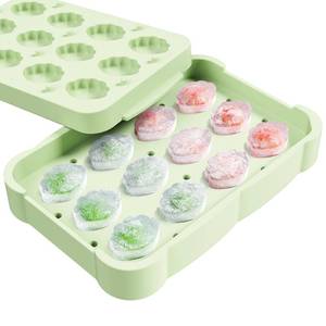 lot 8856 image: Li&Zhao Small Ice Cube Trays with Lid - Ice Trays for Freezer with Lid Silicone Ice Molds Ice Cube Mold(Green)