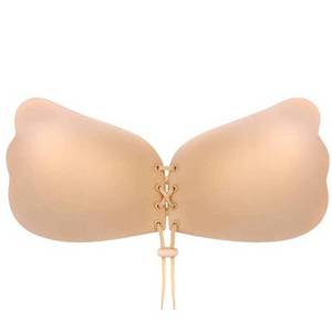 lot 8889 image: MITALOO Sticky Push Up Adhesive Invisible Backless Bra Magic Nipple Covers Strapless Bra Beige