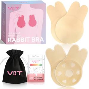 lot 8890 image: Invisible Sticky Bra, Push Up Adhesive Bras for Backless Strapless Dress, Breast Lift Nipple Coverage Covers for Women,2 Pairs Beige