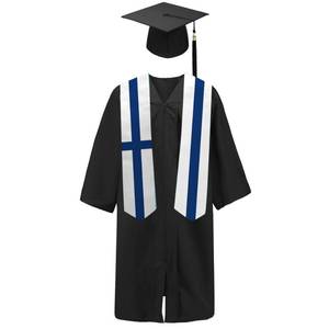 lot 8896 image: SNUWITH Finland Flag Graduation SashStoleScarf 180X13CM Double Sided for Study Aboard International Students Graduation Decoration Item Gift