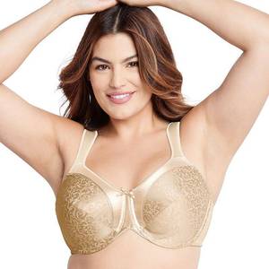 lot 8970 image: Bali Womens Satin Tracings Underwire Minimizer Bra 3562 - Beige 36DD - Retail $67