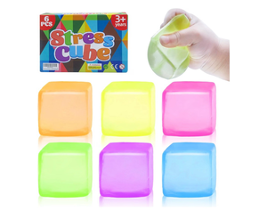 lot 8973 image: 3 Pack Stress Cube Squishy Stress Balls for Adults Kids,Sensory Fidget ToysAnxiety Stress Relief Toys, Calming Toys Slow Rising Stress Balls Stretchy for Autism & ADHD, Malt Sugar Ball