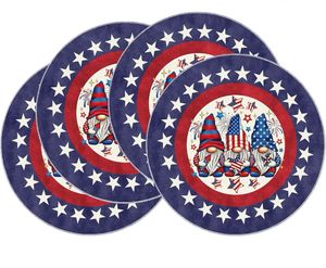 lot 8984 image: XCHI Gnome Stars Patriotic America Memorial Day 4th of July Round Placemats Set of 4 Table Mats for Party Home Kitchen Dining Table Decorations 14x14 Inch