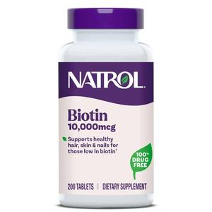 lot 10527 image: Natrol Biotin 10000mcg, for Healthy Hair, Skin & Nails, 200 Tablets