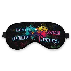 lot 10573 image: kdqua Eat Sleep Game Repeat Sleep Mask Eye Mask for Boys Kids Teens Girls, Gamer Eye Mask, Silk Blackout Eye Mask for Sleeping, Colorful Game Theme Adjustable Straps Soft Lightweight Sleep Mask