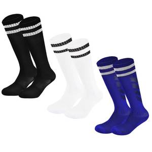 lot 10574 image: Soccer Socks Kids, Striped Cushion Knee High Athletic Socks, 5-7Y, 3 Pairs