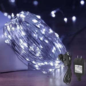 lot 10582 image: Ariceleo 33 Ft. Fairy Lights, 100 LED Waterproof Copper Wire Firefly String Lights, Cool White, Adapter Included, Starry String Lights for Indoor Outdoor Christmas Patio Wedding Decoration(1 Pack)