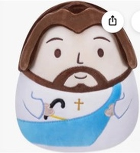 lot 10593 image: Religious Jesus Plush Pillow Toy with Cross Embroidery 8 inch