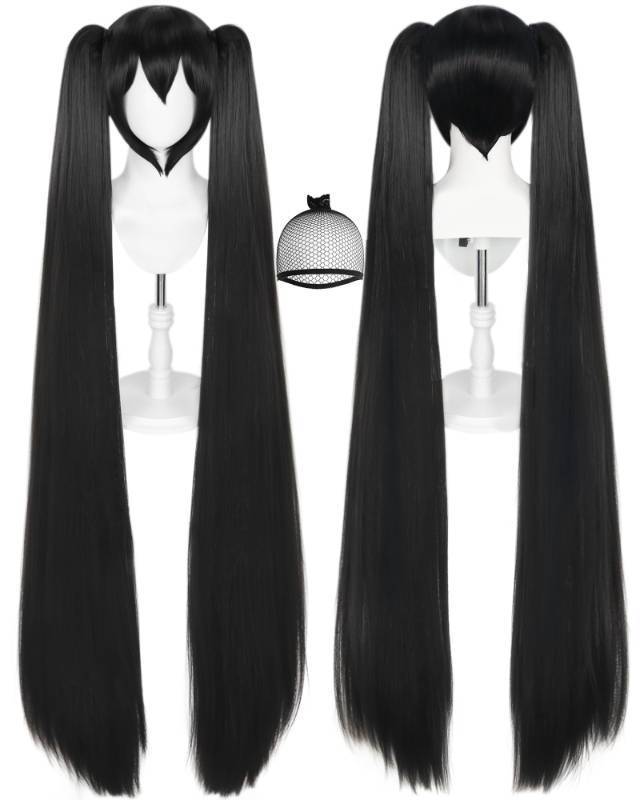 lot 10231 image: JoneTing 48Inch Long Black Wig for Women Long Straight Black Pigtail Wig