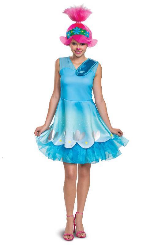 lot 10314 image: Disguise Poppy Costume, Official Trolls World Tour Movie Adult Costume and Headpiece, Womens Size Small (4-6) - Retail $68