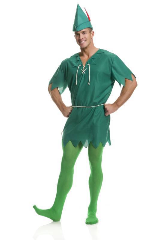 lot 19250 image: Charades Mens Peter Pan Adult Sized Costumes, Green, Small US