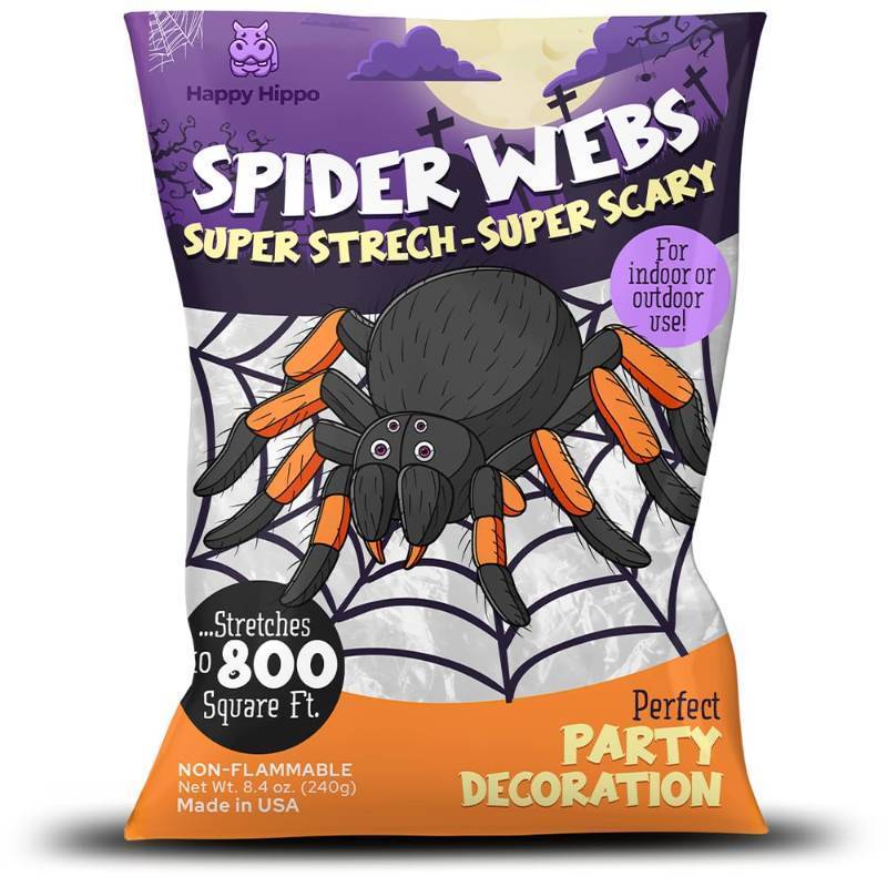 lot 19281 image: Halloween Spider Web Decoration, 800 Sqare Feet & Plastic Spiders, Halloween Party Supplies, Spider Webs (Large, 800 Sq Feet)