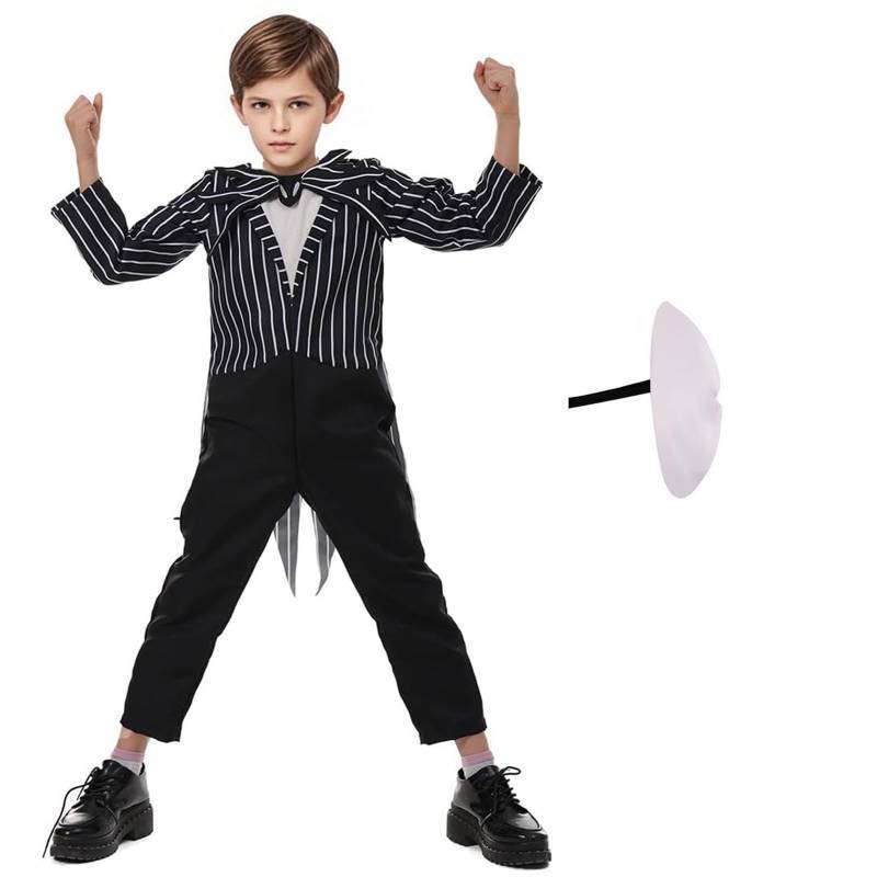 lot 60360 image: Xinxiaomeng Jack Costume Kids Boys Anime Mask Nightmare Jumpsuit Halloween Costume Cosplay Christmas Props