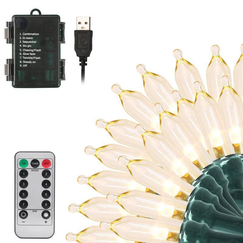 lot 10332 image: Tcamp 33ft 100LED Battery Operated Christmas Lights with Remote Timer
