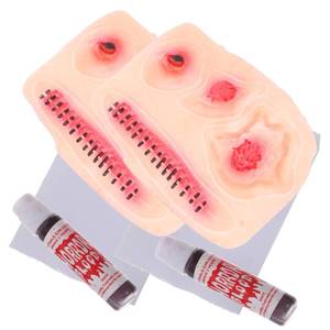 lot 9164 image: 2pcs Scar Temporary Stickers Latex Fake Wounds Makeup Stickers Halloween 3d Apparel Prom Props