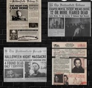 lot 10372 image: BAYKUL Halloween Wall Decor Newspaper Poster Set of 4