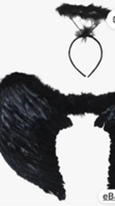 lot 110411 image: Feather Angel Wing & Halo Set Black