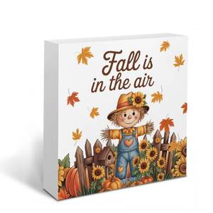 lot 110431 image: Rustic Tis the Season Pumpkin Wood Box Sign, Farmhouse Retro Fall Artwork Decor, Autumn Harvest Thanksgiving Wooden Desk Block Signs Home Shelf Office Decoration 5 x 5 Inches