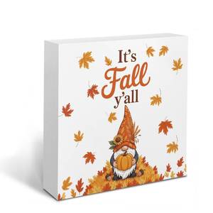 lot 110433 image: Rustic Tis the Season Pumpkin Wood Box Sign, Farmhouse Retro Fall Artwork Decor, Autumn Harvest Thanksgiving Wooden Desk Block Signs Home Shelf Office Decoration 5 x 5 Inches
