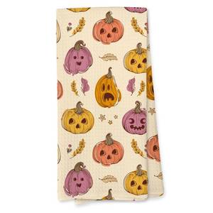 lot 110456 image: Giosve Halloween Pumpkin Kitchen Towels, Farmhouse Fall Spooky Pumpkin Botanical Decorative Hand Towels for Bathroom, Halloween Dish Tea Towel for Kitchen Decor, 16x24 Inch
