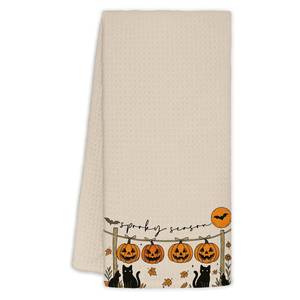 lot 110457 image: ZOFGUO Halloween Pumpkin Black Cat Kitchen Towels, Black Cat Halloween Decor Decorative Hand Towels for Bathroom, Spooky Season Cats Pumpkin Dish Tea Towel for Kitchen Decor, 16x24 Inch