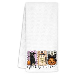 lot 110460 image: ZOFGUO Halloween Witchy Kitchen Towels, Gothic Spooky Season Witchy Ghost Black Cat Decorative Hand Towels for Bathroom, Halloween Pumpkin Dish Tea Towel for Kitchen, 16x24 Inch
