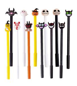 lot 110474 image: YYaaloa 12pcs Halloween Gel Ink Pens, Cute Pumpkin Skull Heads Ghost Bat Shape Pens, 0.5mm Bulk Black Rollerball Pen for Halloween Thanksgiving Party Supplies Office Home (12styles 12pcs)