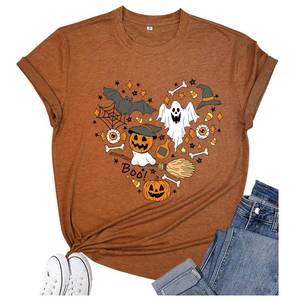 lot 110477 image: Womens Halloween Shirt Love Art Patterns Halloween Party T-Shirt Crewneck Short Sleeve size xxl