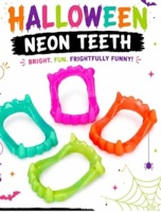 lot 110489 image: The Dreidel Company Halloween Neon Fangs Teeth 24-Pack