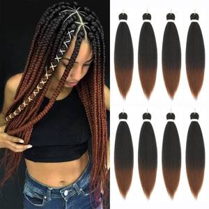 lot 10610 image: AIBEISI Prestretched Braiding Hair - 26 Inch 8 Packs Natural Black To Brown Braiding Hair Prestretched For Twist or Box Braids, Yaki Texture Hot For Women For Hot Water Setting (26 Inch, 1B30-8P)
