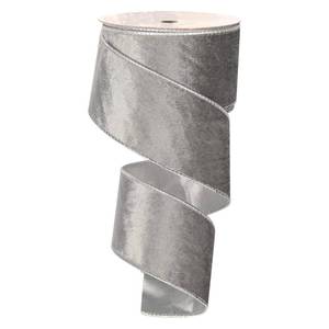 lot 10613 image: 2.5Inch X 10 Yards Christmas Velvet Ribbon,2.5 Wide Wired Ribbon for Christmas Crafts Decoration, Wrapping Crafts (Grey)