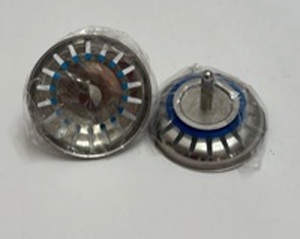 lot 10628 image: Kitchen Sink Basket Strainer with Center Post Blue Trim 2-Pack