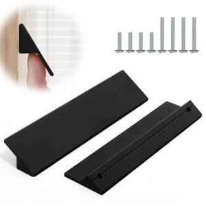 lot 10631 image: Malimali 5 Pack 5 Black Drawer Pulls Finger Pulls for Cabinets, Matte Black Kitchen Cabinet Pulls Dresser Closet Door Pull Modern Aluminum Cupboard Handles Hardware